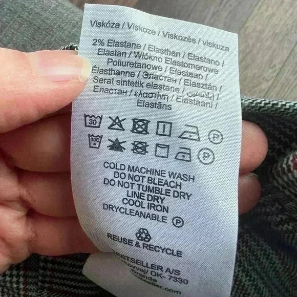 Vero  Moda Women’s Plaid Grey High Waisted Wrap Tie Trouser Office Pants Medium - Picture 10 of 16